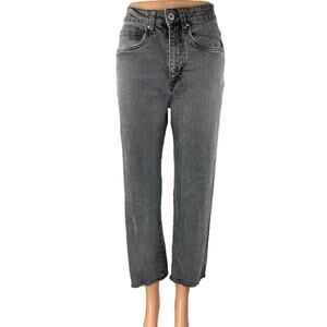 Cotton On Women's Black Frayed Raw Hem Stretch Straight Leg Denim Jeans Pants 4